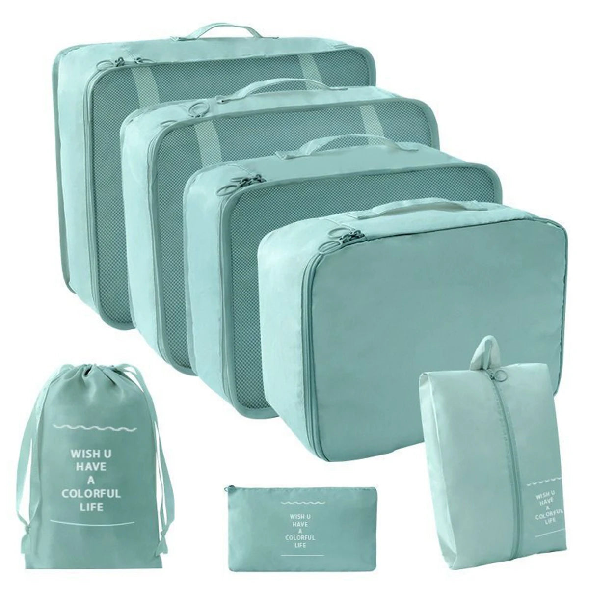 7 Pcs/Set Travel Organizer Storage Bags Suitcase Packing Cubes Set Cases Portable Luggage Clothes Shoe Tidy Pouch Folding.-Zmt