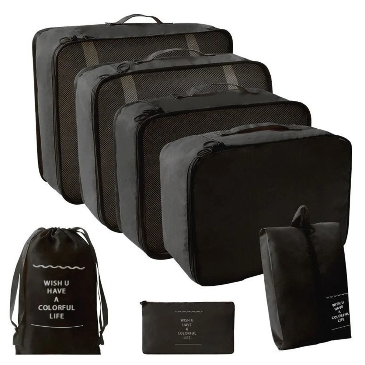 7 Pcs/Set Travel Organizer Storage Bags Suitcase Packing Cubes Set Cases Portable Luggage Clothes Shoe Tidy Pouch Folding.-Zmt