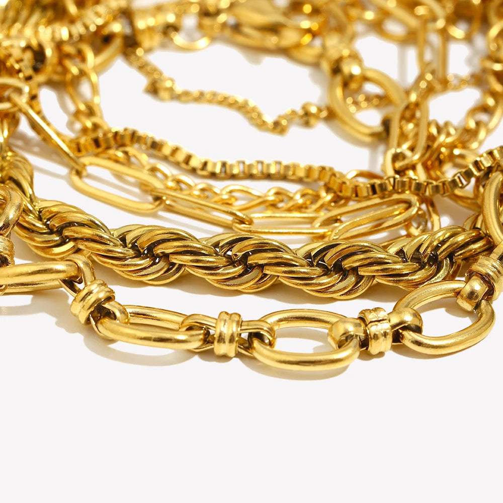 Blade Chain Figaro Chain Twists Chain Bracelet 18K Gold Plated 316L Stainless Steel Jewelry Women'S Hand Bracelets