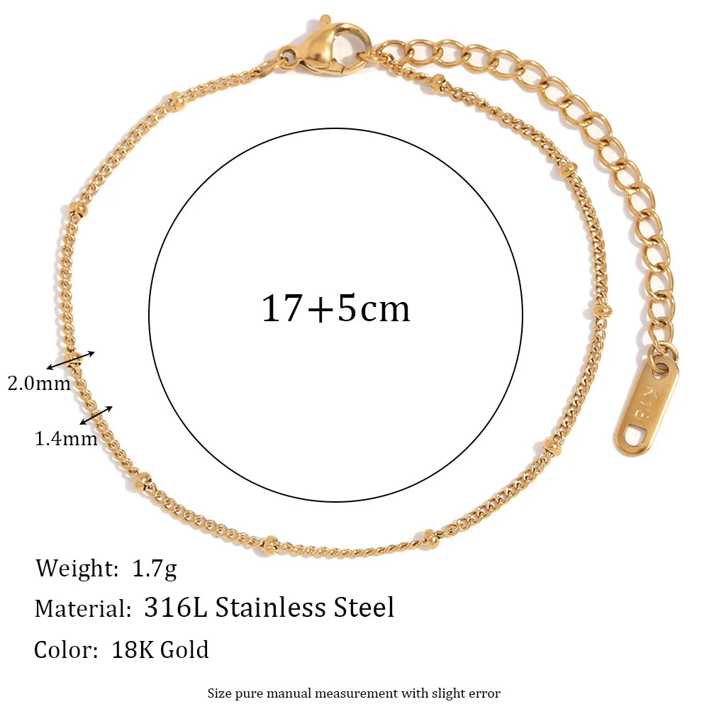 Blade Chain Figaro Chain Twists Chain Bracelet 18K Gold Plated 316L Stainless Steel Jewelry Women'S Hand Bracelets