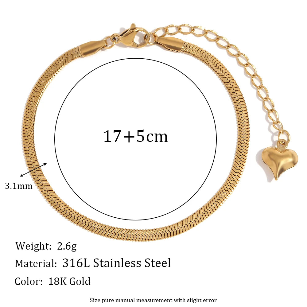 Blade Chain Figaro Chain Twists Chain Bracelet 18K Gold Plated 316L Stainless Steel Jewelry Women'S Hand Bracelets