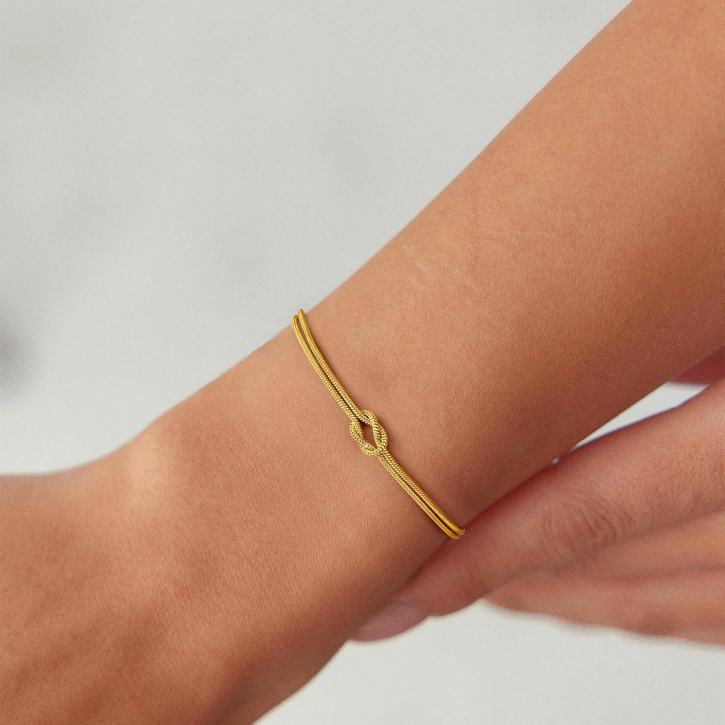 Stackable Love Knot Bracelet-Gold Knot Bracelets for Women Trendy -14K Gold Plated Knot Bracelets Dainty Gold Bracelet for Womens Non Tarnish Waterproof Jewelry for Women Gifts