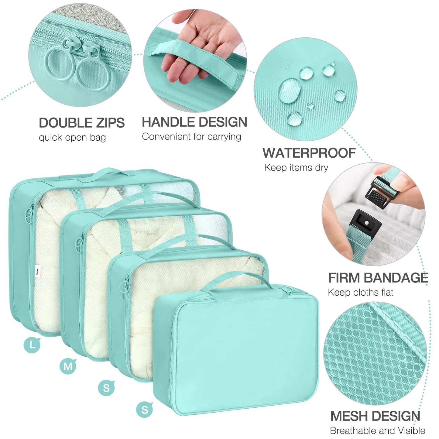 7 Pcs/Set Travel Organizer Storage Bags Suitcase Packing Cubes Set Cases Portable Luggage Clothes Shoe Tidy Pouch Folding.-Zmt