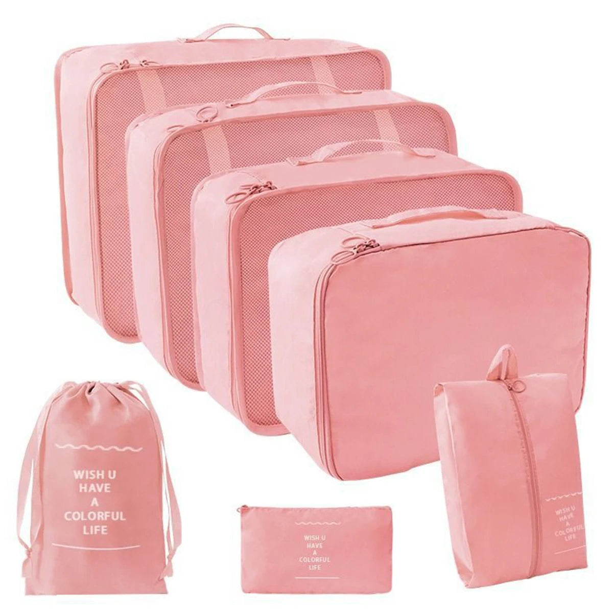 7 Pcs/Set Travel Organizer Storage Bags Suitcase Packing Cubes Set Cases Portable Luggage Clothes Shoe Tidy Pouch Folding.-Zmt
