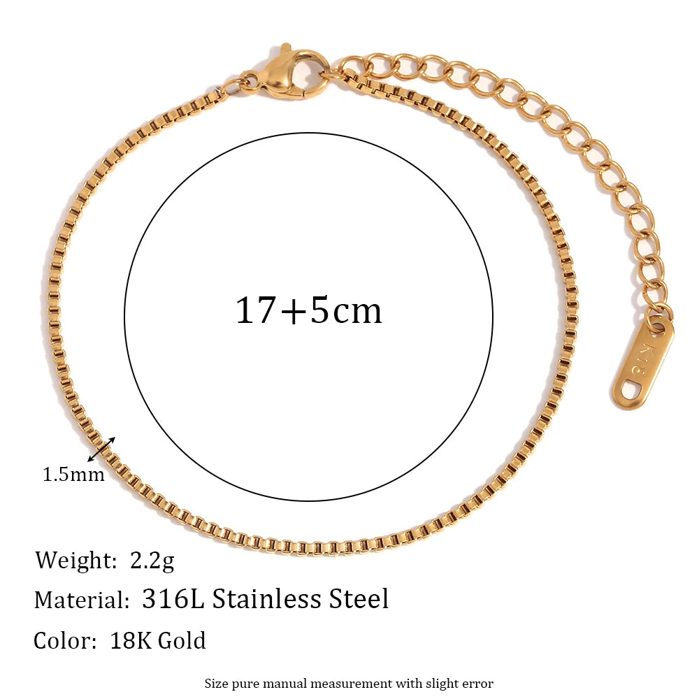 Blade Chain Figaro Chain Twists Chain Bracelet 18K Gold Plated 316L Stainless Steel Jewelry Women'S Hand Bracelets