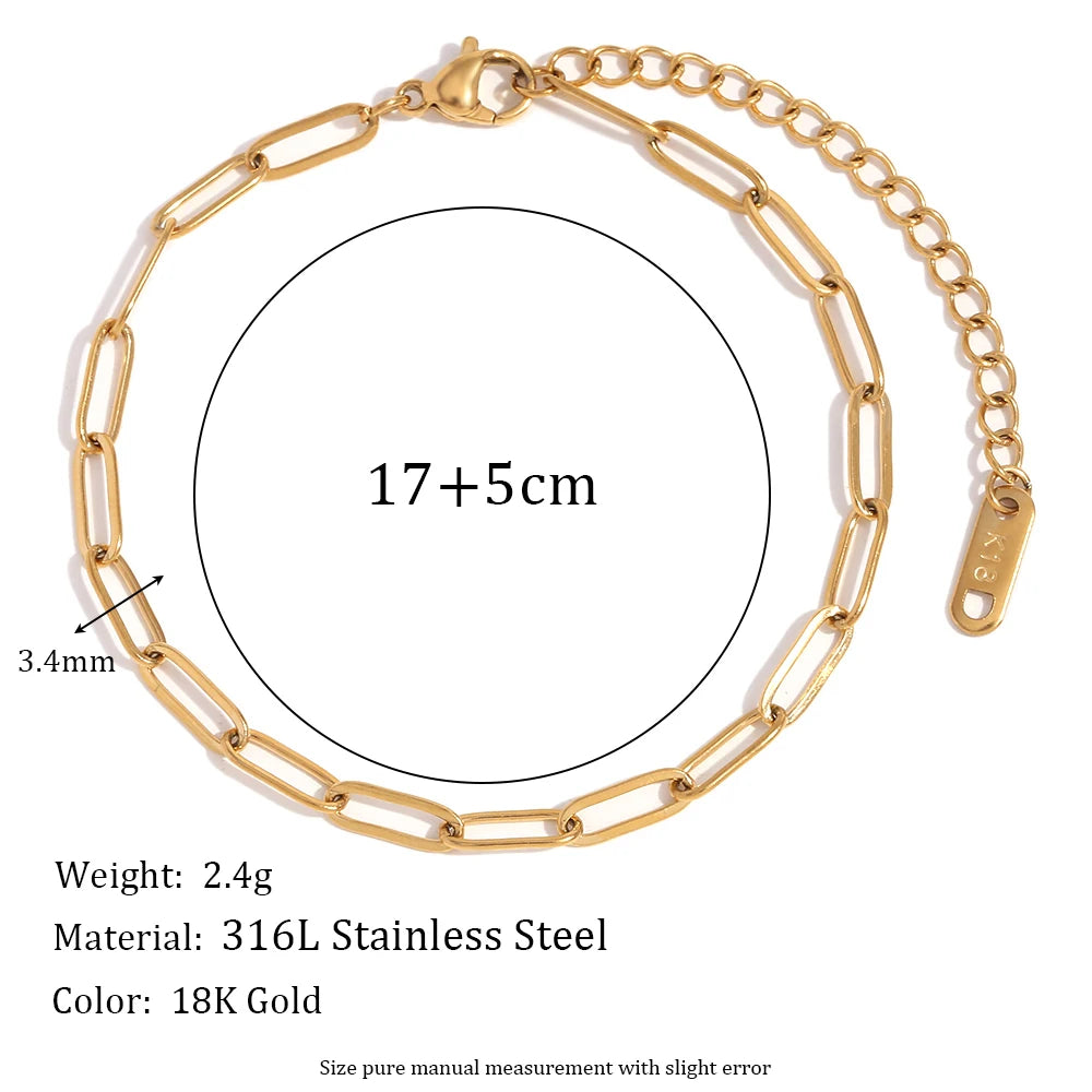 Blade Chain Figaro Chain Twists Chain Bracelet 18K Gold Plated 316L Stainless Steel Jewelry Women'S Hand Bracelets